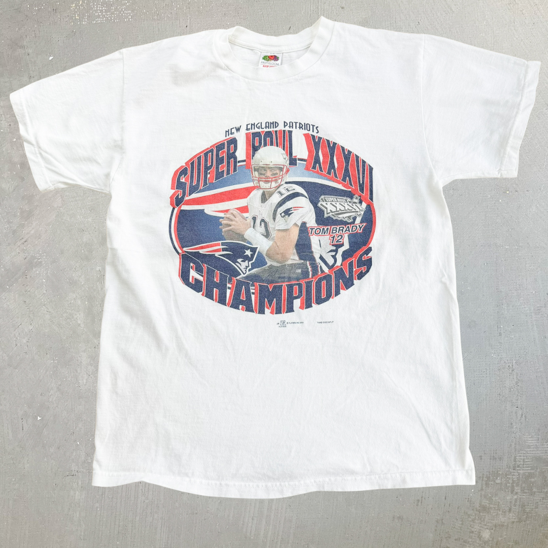 T-shirt Vintage New England Patriots Super Bowl Champs - Noir, Taille L - Officiel NFL