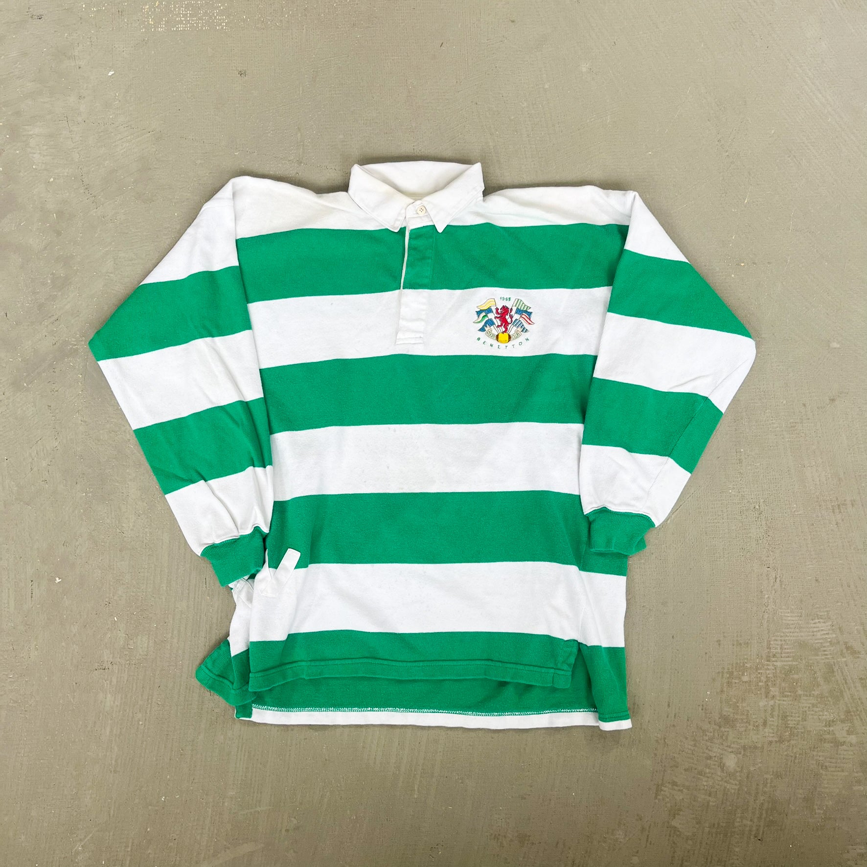 F- Vintage Benetton Rugby Club Authentic Made In Italy Rugby Shirt