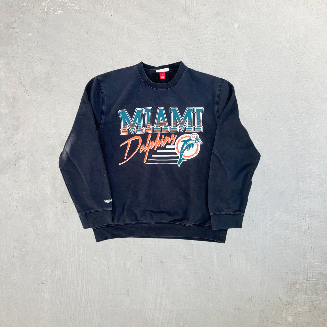 F- Miami Dolphins NFL Mitchell & Ness Graphic Crewneck
