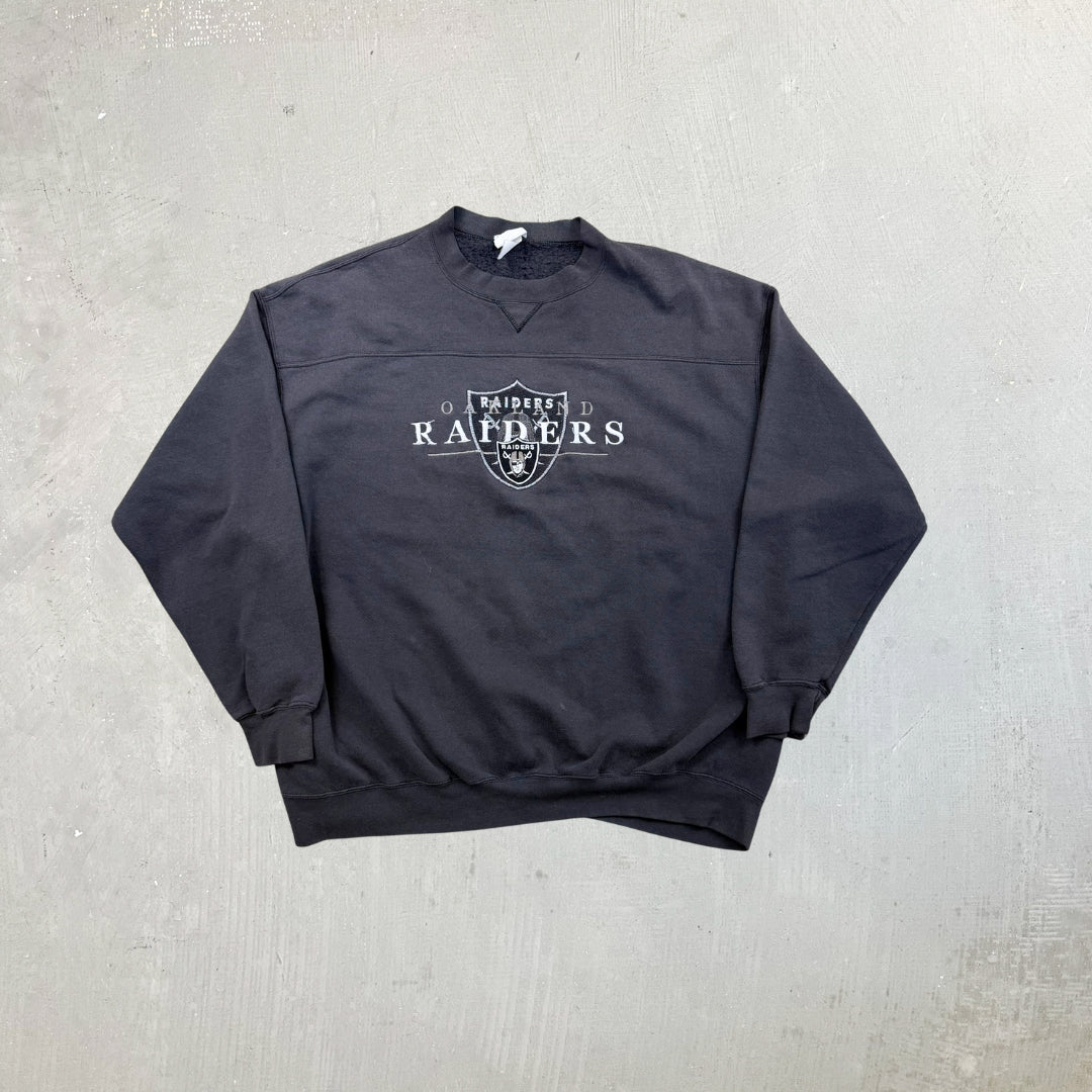 F- Vintage Oakland Raiders NFL Lee Embroidered Logo Crewneck