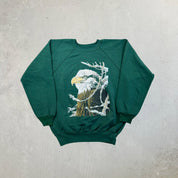 F- Vintage '93 Eagle Print Hanes Active Tag Made In USA Crewneck