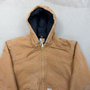 F- Vintage Carhartt Hooded Active Canvas Made In USA Work Jacket