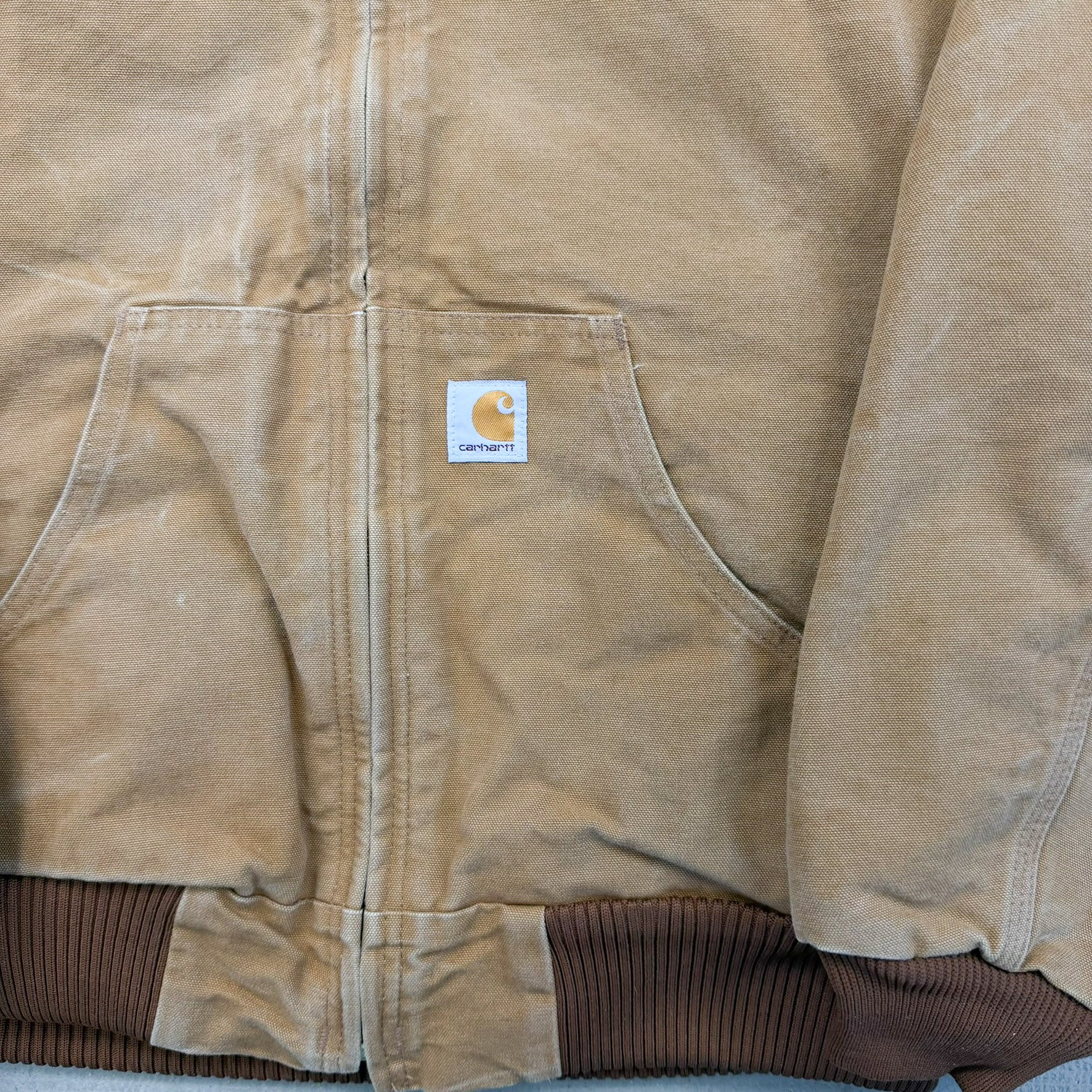 F- Vintage Carhartt Hooded Active Canvas Made In USA Work Jacket