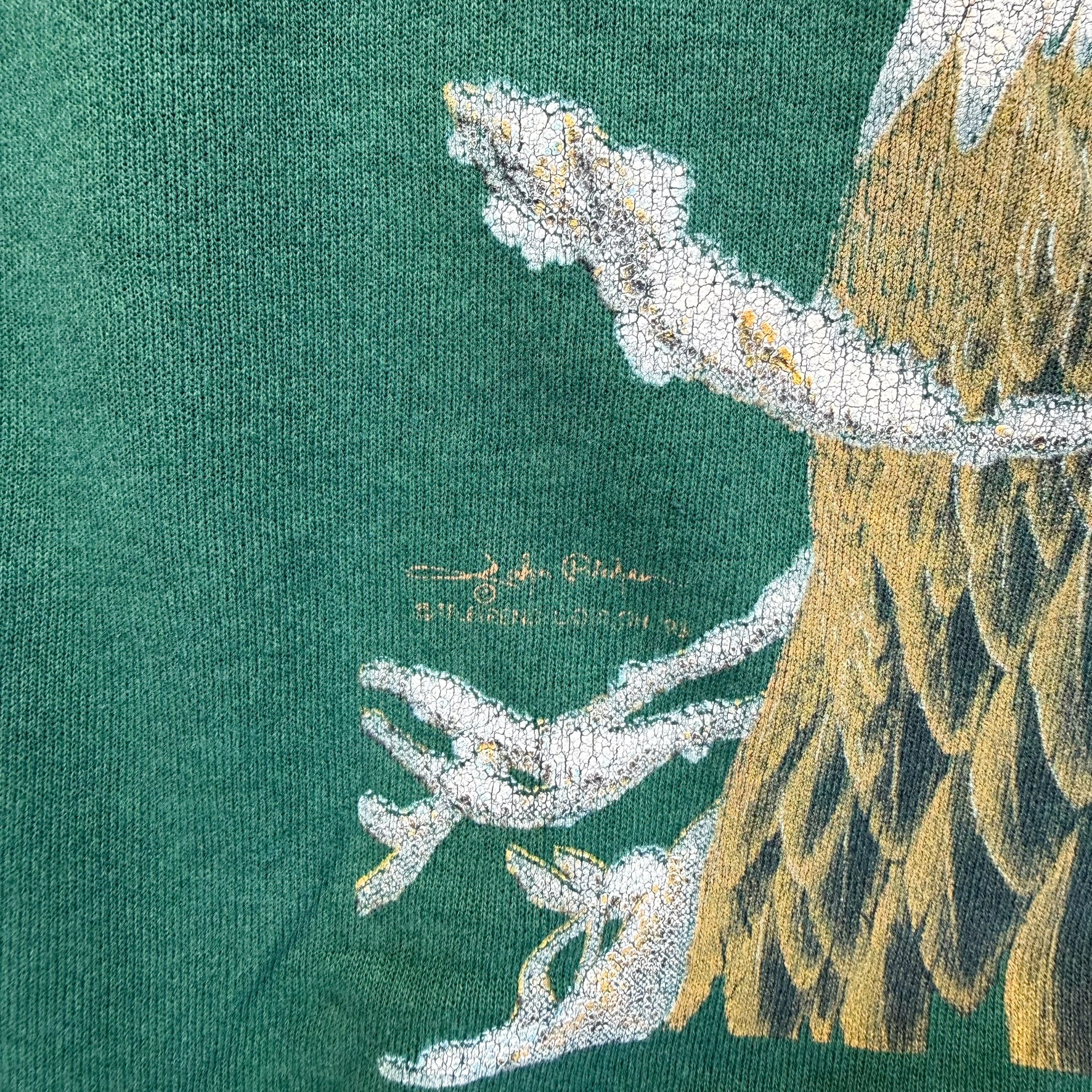 F- Vintage '93 Eagle Print Hanes Active Tag Made In USA Crewneck