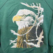 F- Vintage '93 Eagle Print Hanes Active Tag Made In USA Crewneck