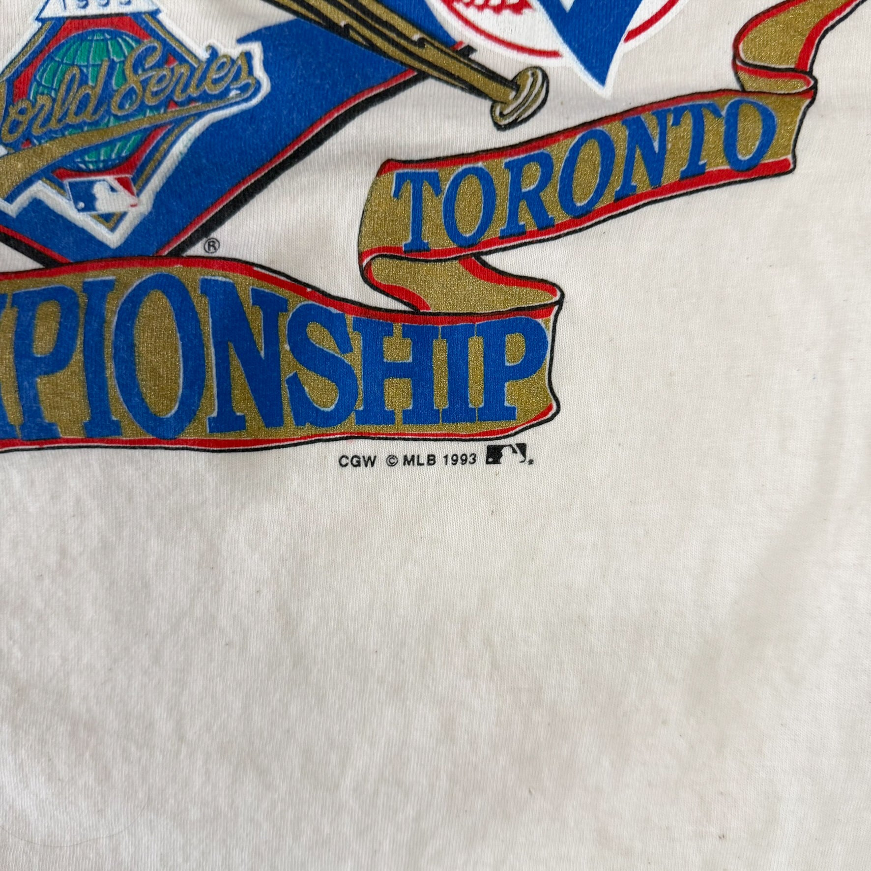 F- Vintage '93 Blue Jays Vs White Sock AL Championship MLB Waves Single Stitch Tee