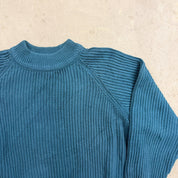 F- Vintage LL Bean Made In USA Teal Knit Sweater