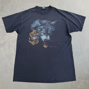 J- Vintage '92 Harley Davidson 3D Emblem Wolf Graphic Made In USA Single Stitch Tee - XL