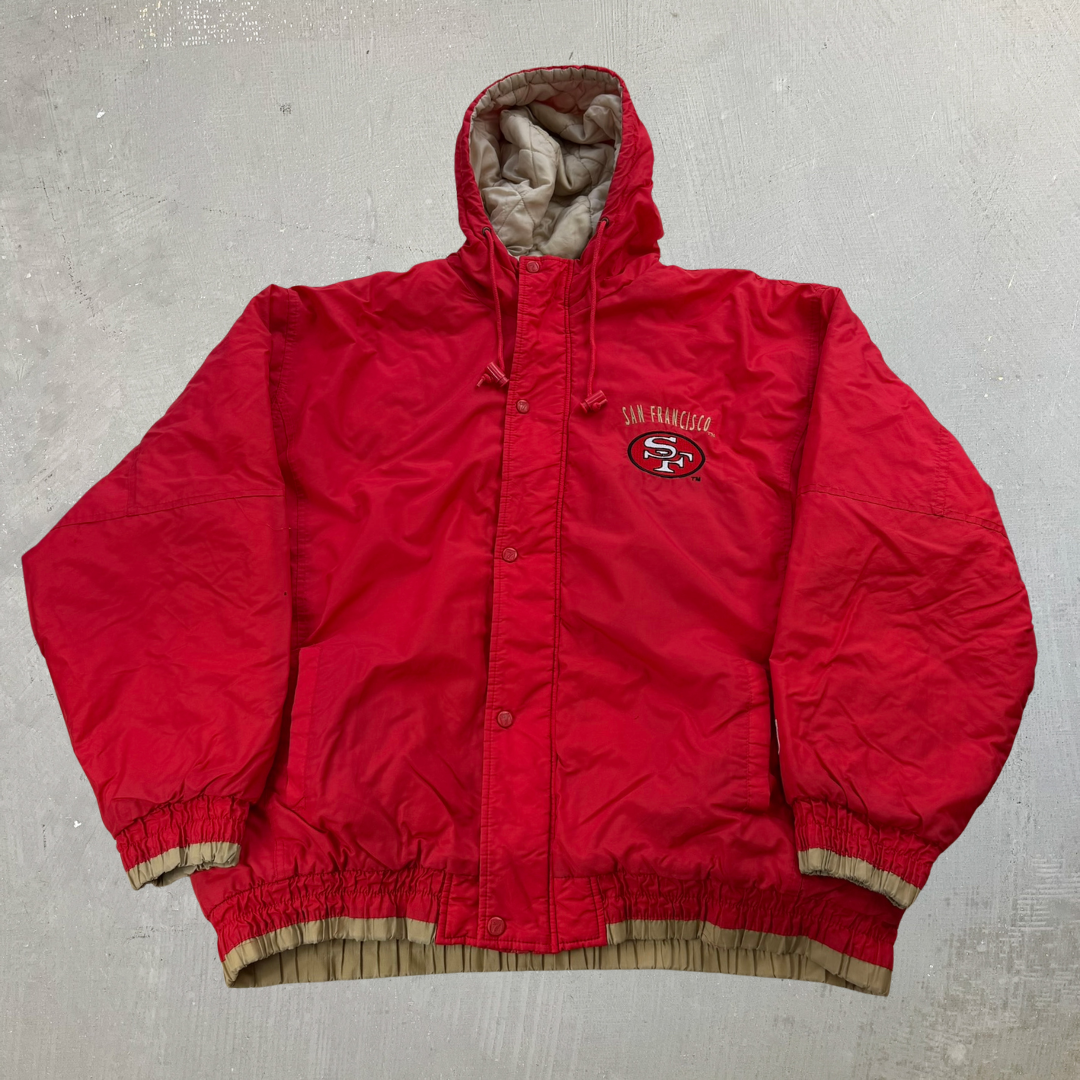 Vintage San Francisco 49ers NFL Logo 7 Zip Up Winter Jacket - XL