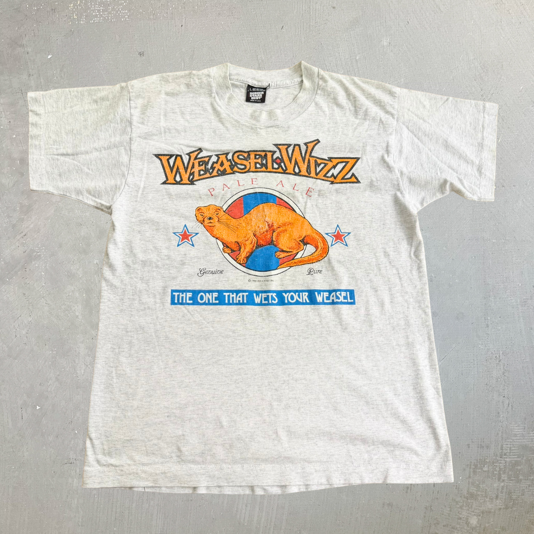 J- Vintage '88 Weasel Wizz Pale Ale Graphic Made In USA  Single Stitch Tee - L