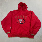 Vintage San Francisco 49ers NFL Logo 7 Zip Up Winter Jacket - XL
