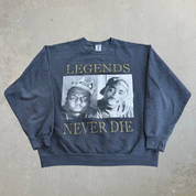 J- Tupac & Biggie Legends Never Die Picture & Text Crewneck - XL