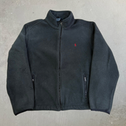Vintage 90s Polo RL Embroidered Logo Zip Up Polar Fleece - XL