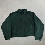 Vintage 90s Polo RL Embroidered Logo Dark Green Zip Up Polar Fleece - XL