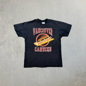 F- Vintage '90 Vancouver Canucks NHL Graphic Hanes Single Stitch Made In USA Tee