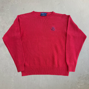 J- Vintage 90s Polo RL Embroidered Logo Red Knit Sweater - M
