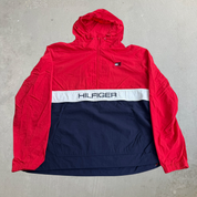 J- Vintage Tommy Hilfiger Color Block Lightweight Pull Over Anorak Jacket - XL