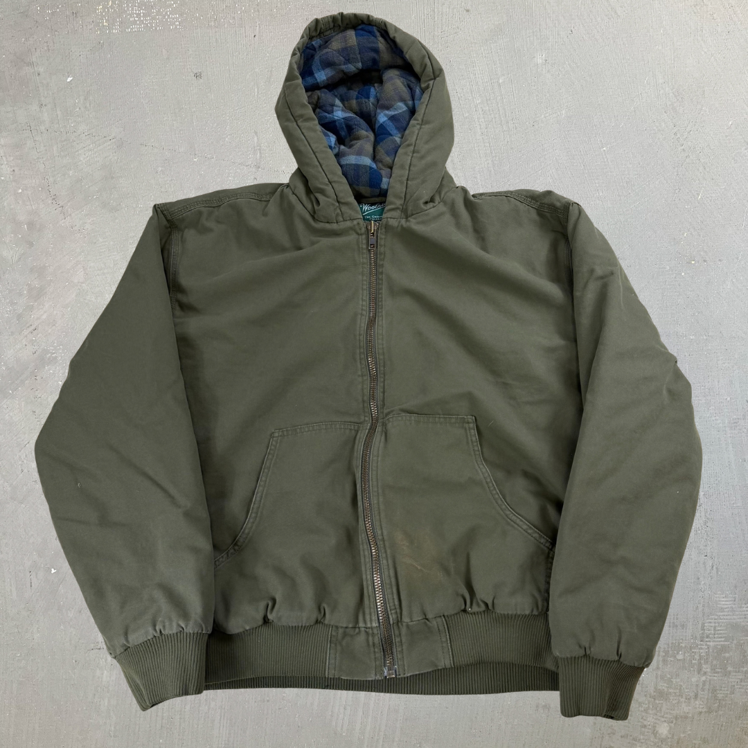 Vintage Woolrich Green Label Collection Quilt Lined Zip Up Canvas Jacket - XL