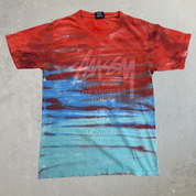 J- Vintage Stussy Cities Text Graphic Tie Dye Tee - S