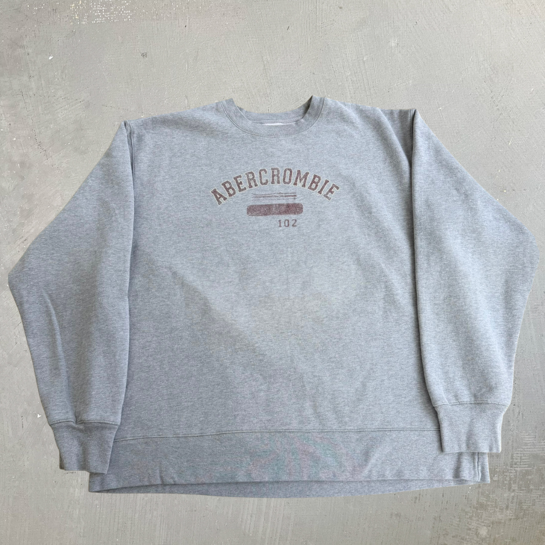 J- Vintage Abercrombie & Fitch Text Graphic Grey Crewneck - XL