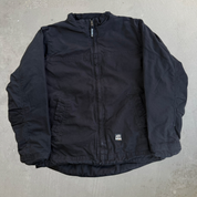 Berne Plaid Flannel Lined Zip Up Canvas Work Jacket - L