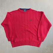 J- Vintage Chaps RL Embroidered Crest Red Knit Sweater - XL