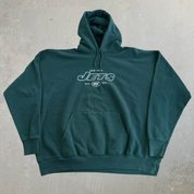 J- Vintage New York Jets NFL Embroidered Graphic Text & Logo Hoodie - 2XL