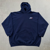 J- Vintage 90s Nike Embroidered Swoosh Navy Hoodie - 2XL
