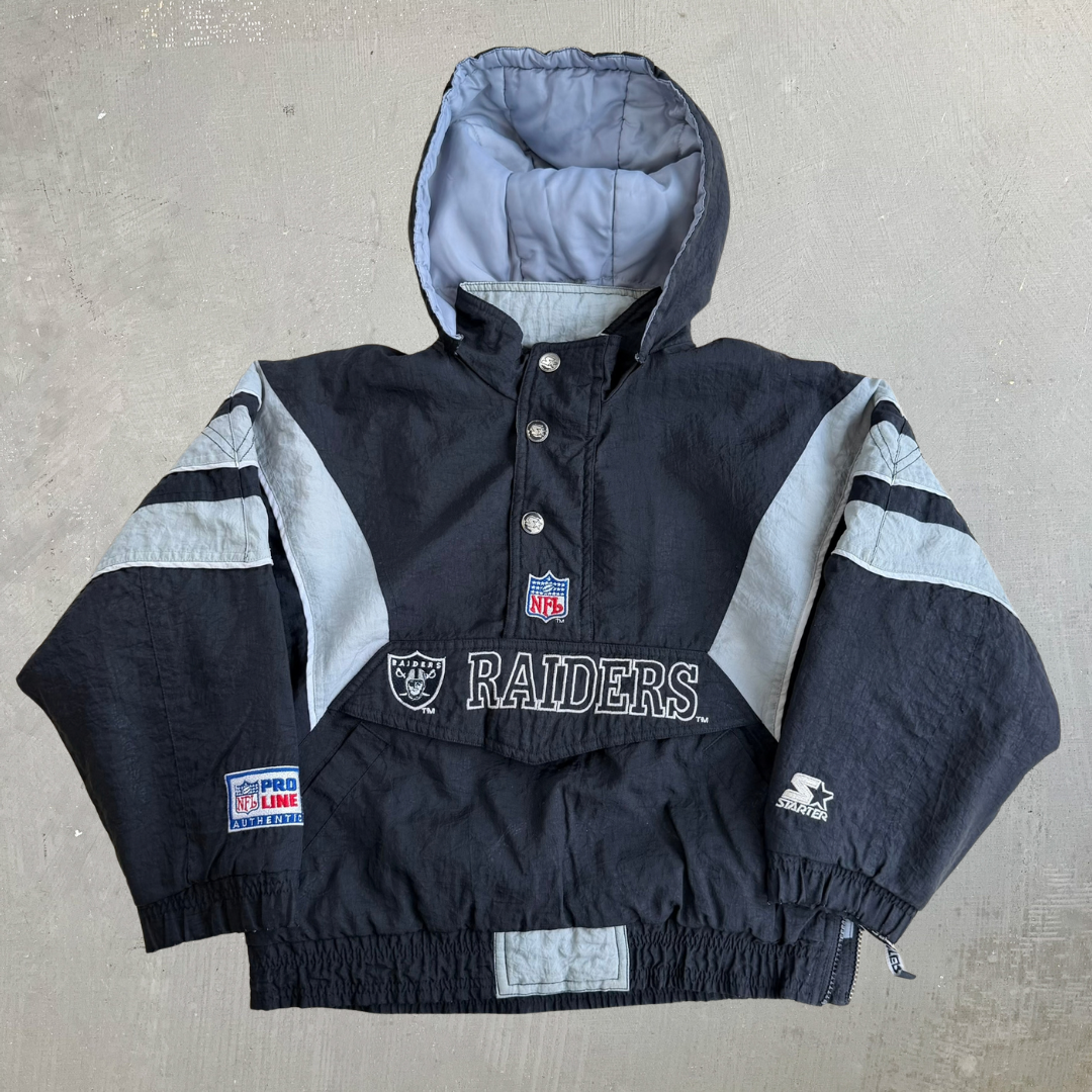 Vintage 90s Youth Oakland Raiders NFL Starter Anorak Pullover Winter Jacket - Youth S