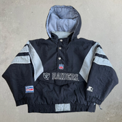 Vintage 90s Youth Oakland Raiders NFL Starter Anorak Pullover Winter Jacket - Youth S