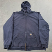 J- Vintage Carhartt Faded Black Zip Up Hoodie - 2XL
