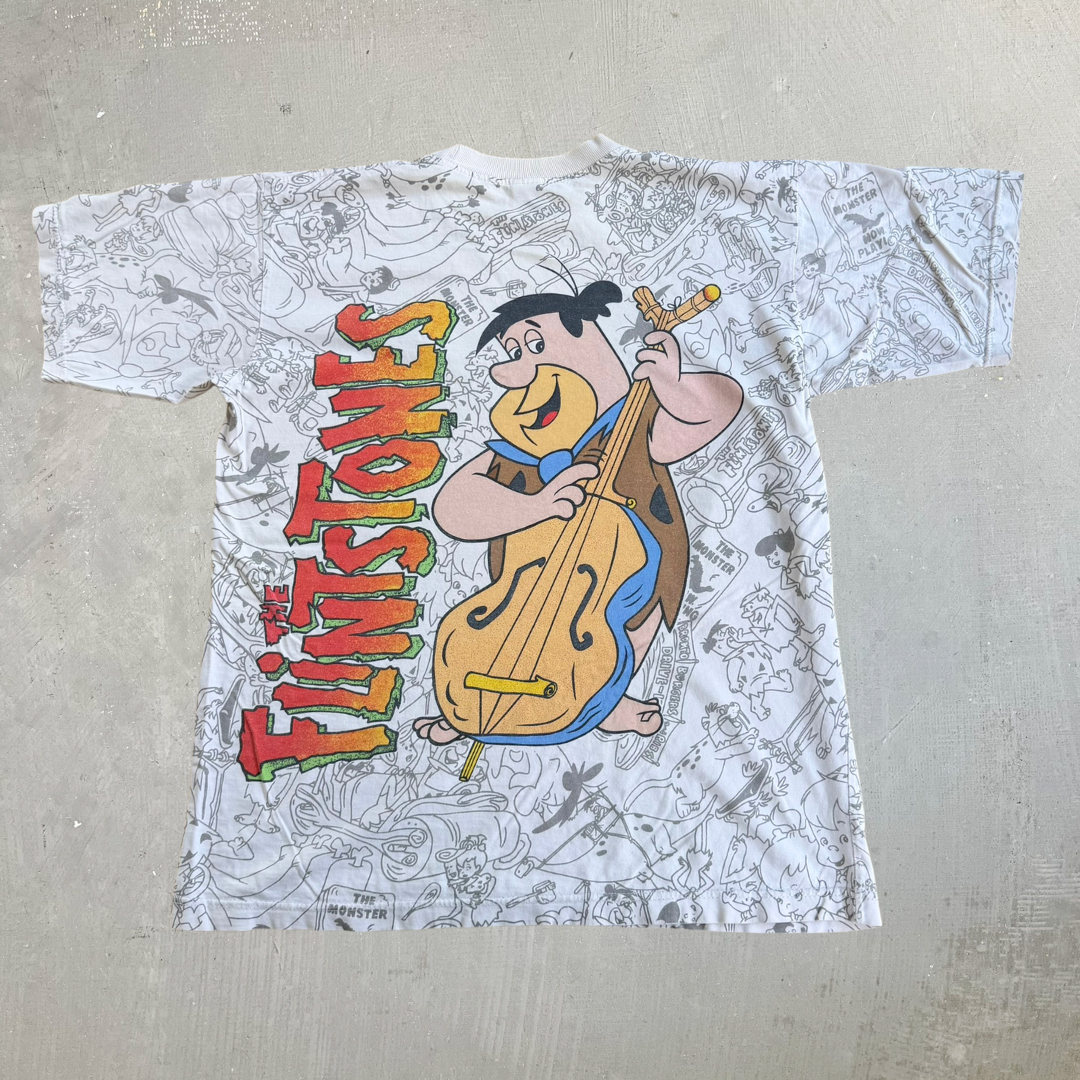J- Vintage Flintstones All Over Print Graphic Single Stitch Tee - L