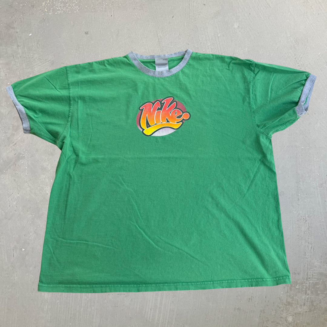 J- Vintage Y2K Nike Text Graphic Ringer Tee - XL