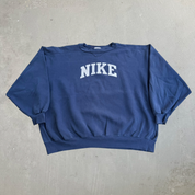 J- Vintage Y2K Nike Text Navy Crewneck - 3XL