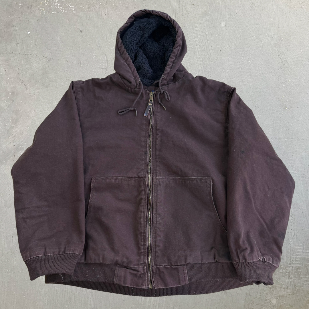 Vintage Smith Sherpa Lined Canvas Hooded Work Jacket - L