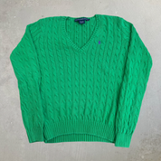 Vintage Women's Polo Sport RL Embroidered Logo Green Cotton Knit Sweater - Women's XL