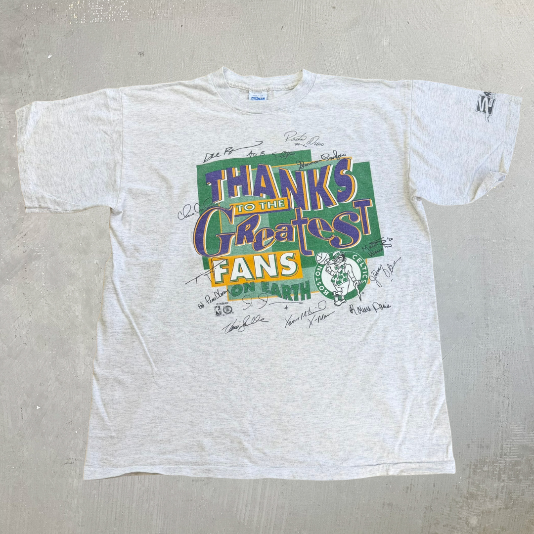 J- Vintage Boston Celtics NBA Thanks To The Fan Graphic Salem Tag  Single Stitch Tee - XL