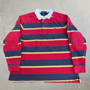 Vintage Daniel Cremieux Navy/Red Striped Long Sleeve Rugby Shirt - XL