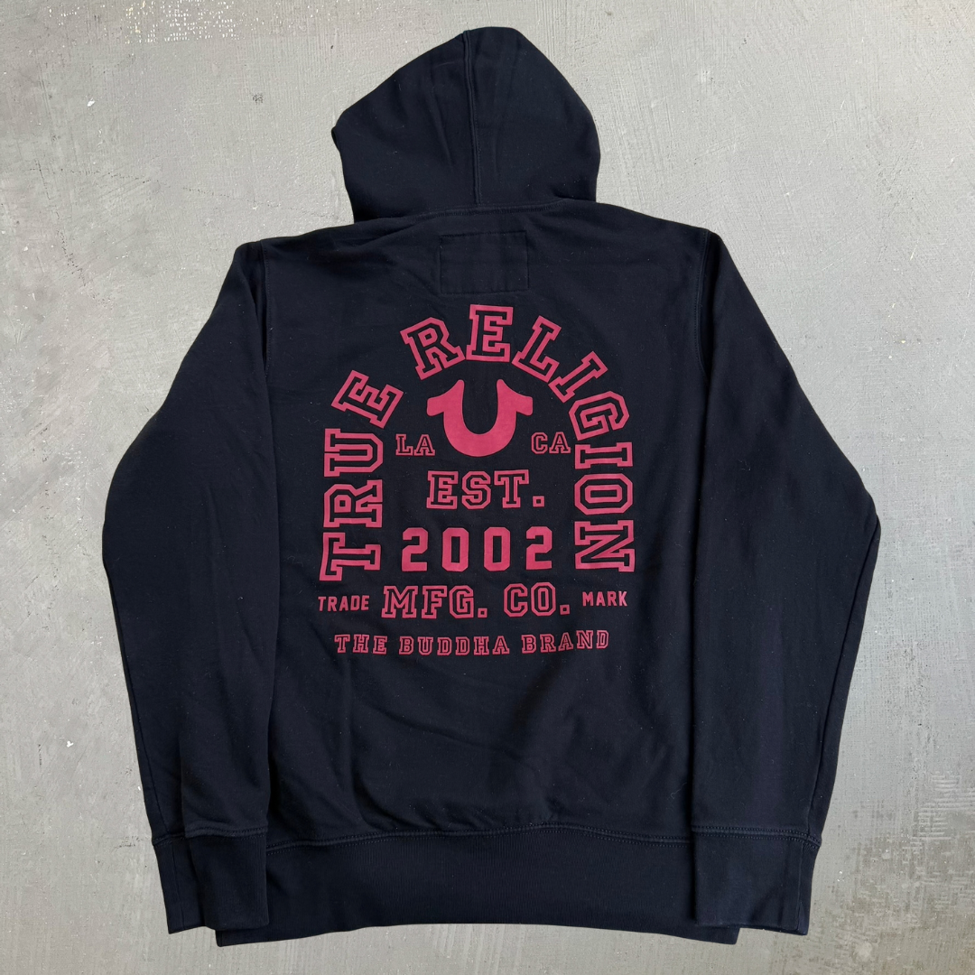 Vintage True Religion Brand Text Graphic Hoodie- L