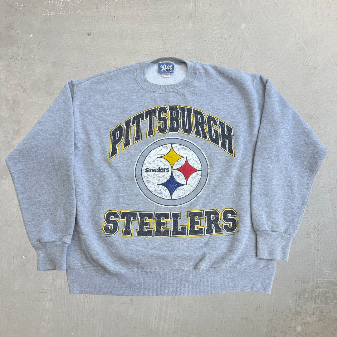 J- Vintage '96 Pittsburgh Steelers NFL Lee Graphic & Text Made In USA Crewneck - L