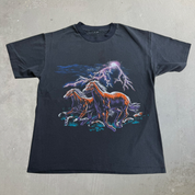 J- Vintage Horses & Lightning Graphic Single Stitch Tee - M