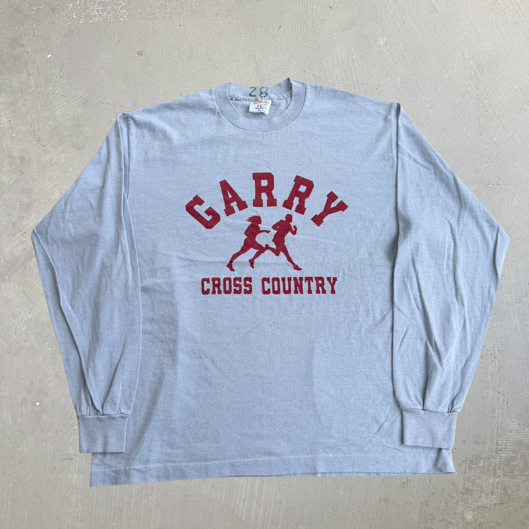 J- Vintage 90s Gary Cross Country Text Graphic Made In USA Single Stitch Long Sleeve Tee - XL