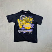 F- Vintage Los Angeles Lakers NBA Trench Graphic Made In USA Tee