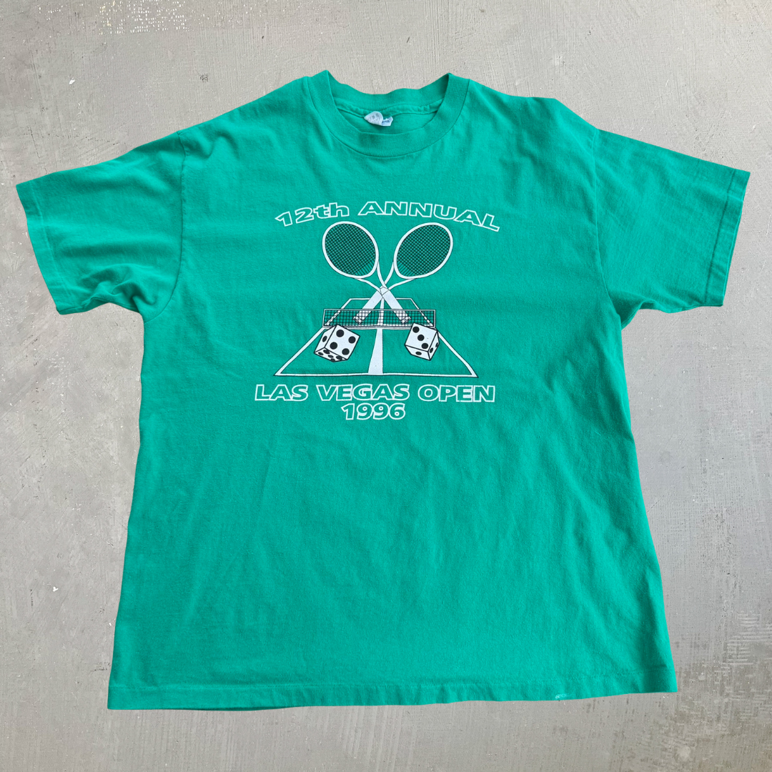 J- Vintage '96 12th Annual Las Vegas Open Tennis Made In USA Single Stitch Tee - XL