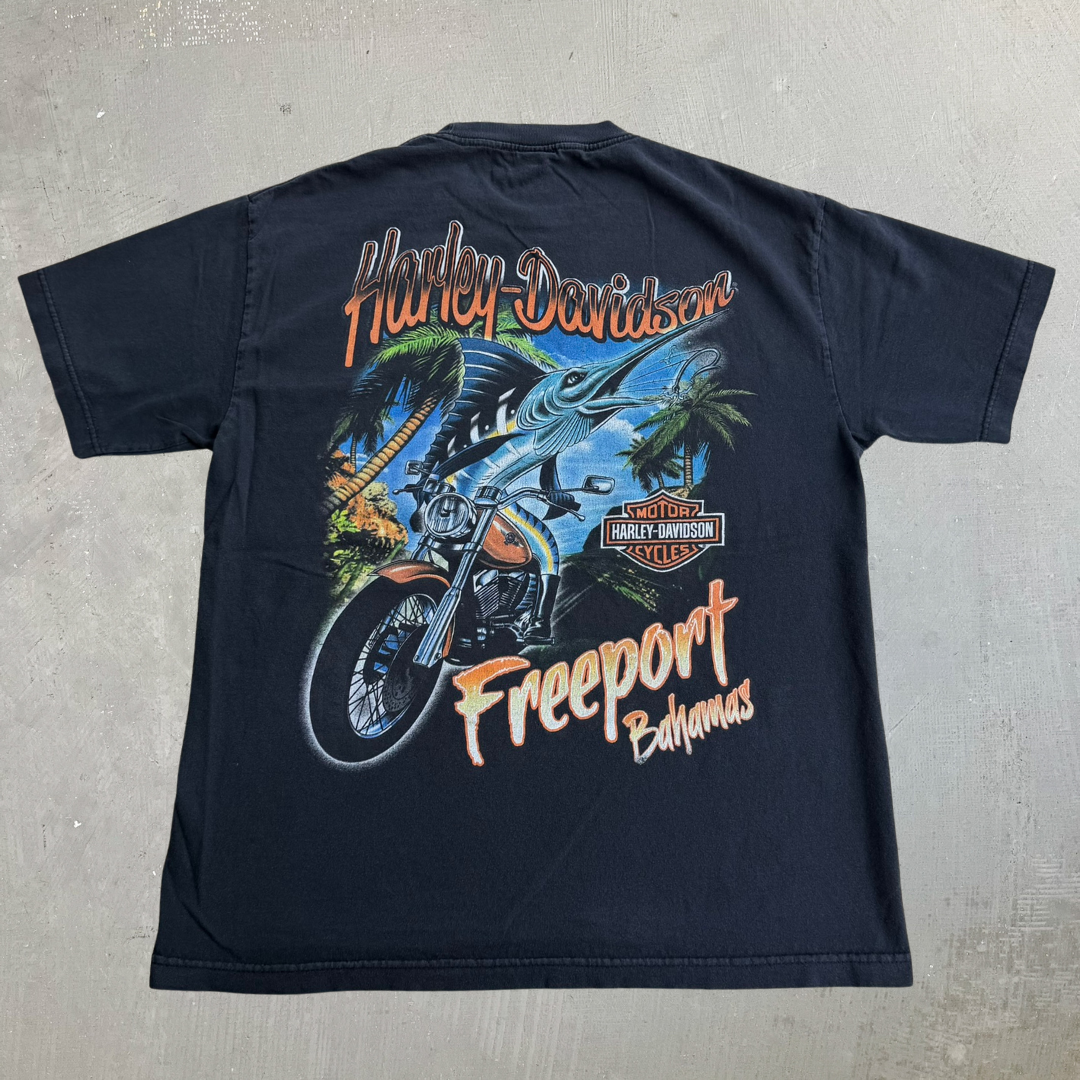 J- Vintage Harley Davidson Freeport Bahamas Graphic Tee - L