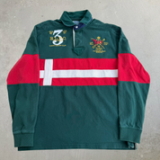 J- Vintage Polo Ralph Lauren County Jockey Club Embroidered Text Rugby Shirt - L