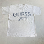 J- Vintage Guess Jeans Text Graphic Single Stitch Tee - L