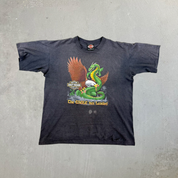 F- Vintage '86 Harley Davidson The Eagle Has Landed Graphic Single Stitch Made In USA Tee