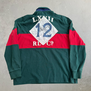 J- Vintage Polo Ralph Lauren County Jockey Club Embroidered Text Rugby Shirt - L