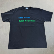J- Vintage Save Water Drink Margaritas Text & Graphic Made In USA Single Stitch Tee - XL